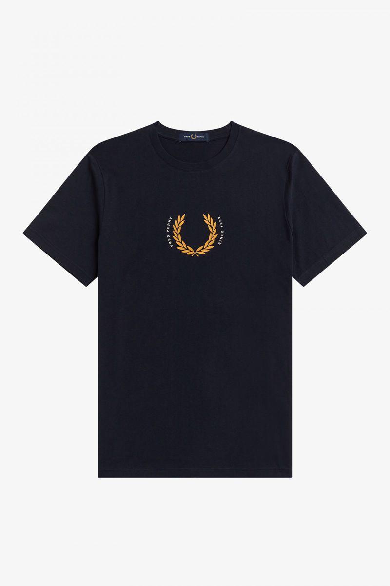 Navy Fred Perry Laurel Wreath Men\'s T Shirts | PH 1698ILHS